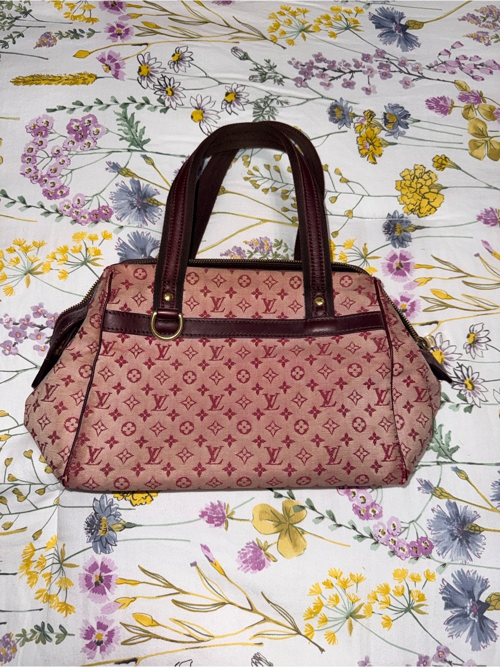 Louis Vuitton Pink Monogram Satchel with Burgundy Trim